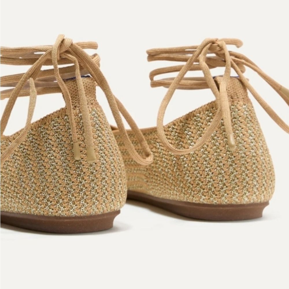Rothy's The Square Wrap Ballerina Flats Shimmering Gold Size 9.5 - Picture 13 of 16